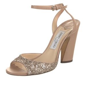 Jimmy Choo Glitter Nude Sandal size 38.5